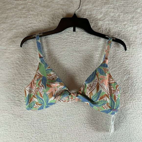 Roxy Love The Surf Knot Triangle Bikini Top Women's XL Multicolor Tropical Beach - Picture 1 of 6